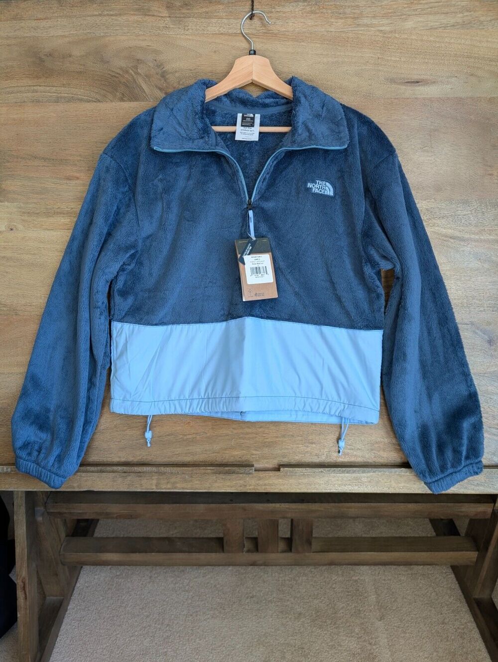 The North Face Novelty Osito Jacket Womens Small Blue Fleece Relaxed Fit 1/4 Zip
